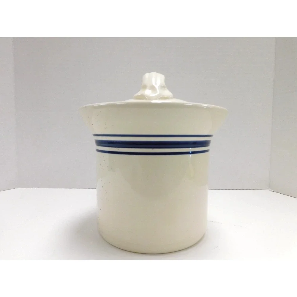 Heritage Mint Ltd Stoneware Butter Crock Pineapple Navy Blue Cream DW702